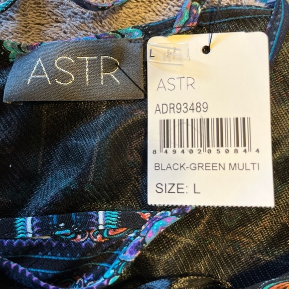 NWT ASTR The Label Black/Green Print Hi Low Strappy Sundress Size L - Picture 4 of 6